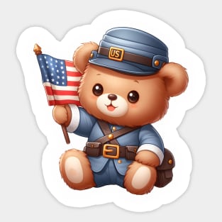 Cute Union Soldier Bear Kawaii Sticker